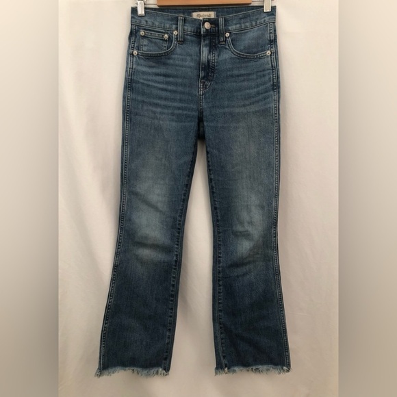 Madewell Cali Demi Boot Jeans Raw Hem Cropped Blue Size 25 - Picture 11 of 11
